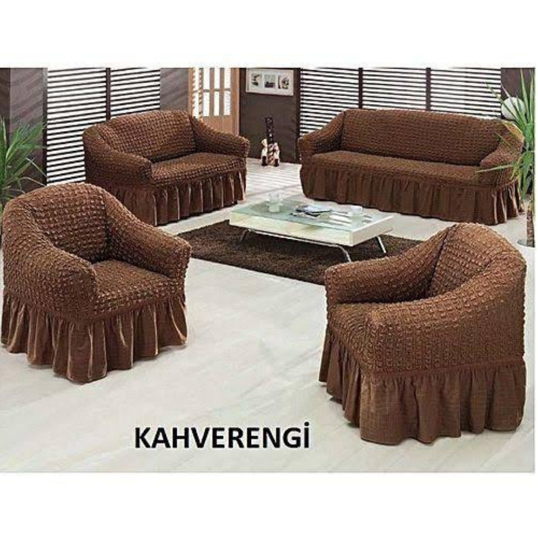 Turkish Sofa Covers(3+1+1)Chocolate Brown 